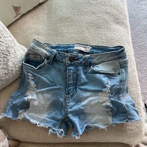 Encore Jeans Light Blue Distressed Jean Shorts
